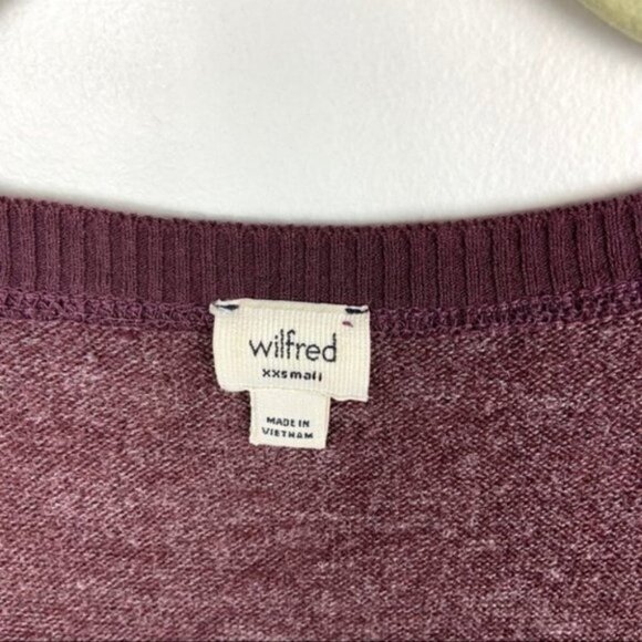 Aritzia Wilfred Sherbrooke Top Heathered Plum Size XXS V-Neck Long Sleeve Knit - Picture 2 of 9